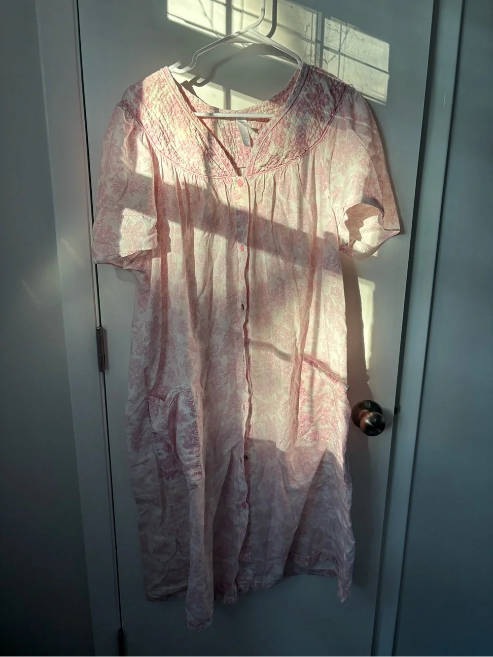 Cottagecore Dainty Cotton Blend Pink Floral Muumuu Nightgown
